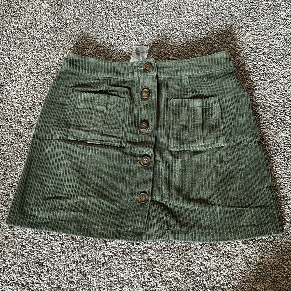 Green Corduroy Mini Skirt